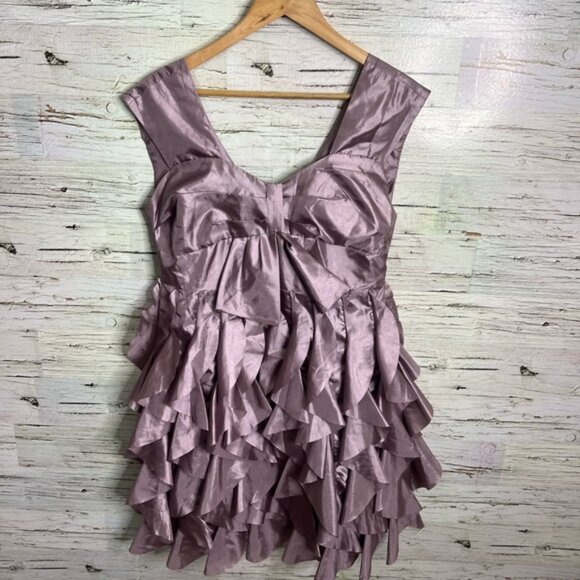 Ryu: Purple Ruffles Midi Dress Size large Anthropologie - Picture 1 of 7